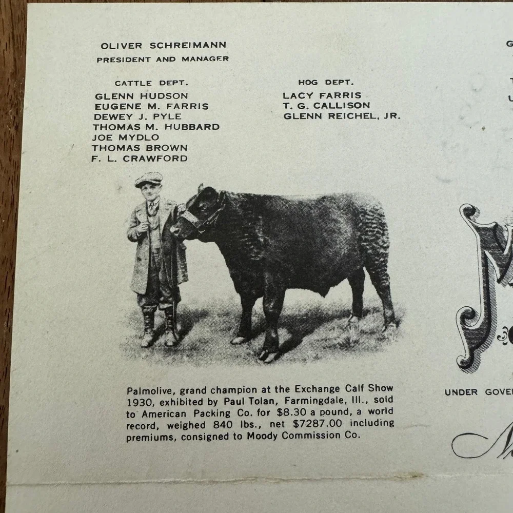 Vintage 1955 Moody Commission Co Livestock Letter‎ National Stock Yards Illinois